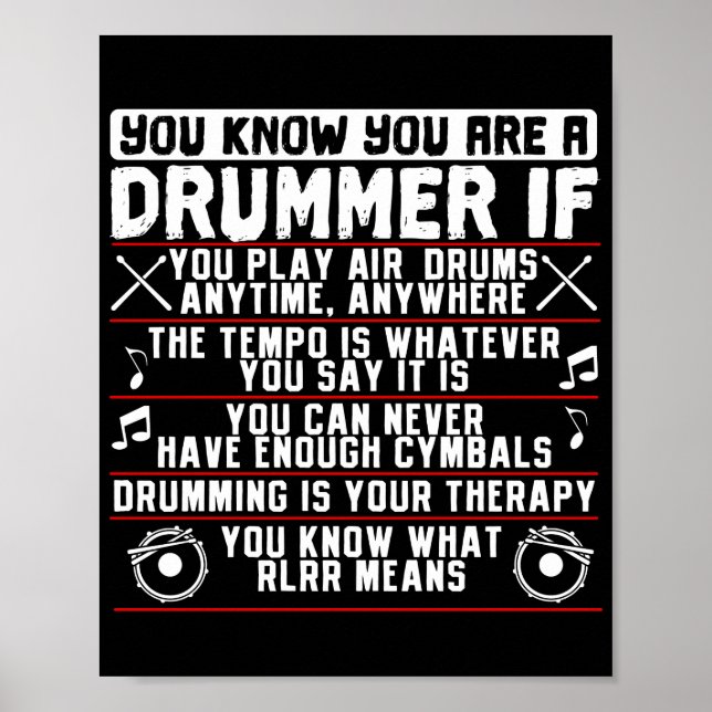 Du vet att du är en drummer om Drummer Musician Poster (Framsidan)