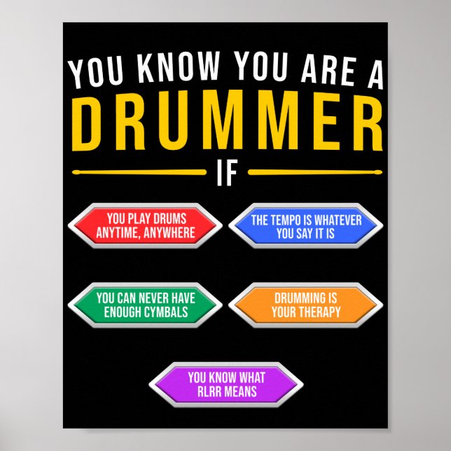 Du vet att du är en drummer om Drummer Musician Poster (Framsidan)