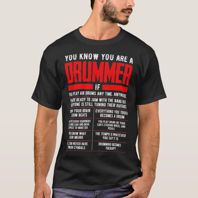 Du vet att du är en drummer om Drumsticks Drumcks. T Shirt (Framsida)