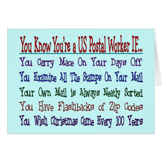 Du vet ditt en POST- ARBETARE OM Hälsningskort (Framsidan Horizontal)