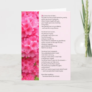 Du vet hur man lyssnar...Vänskap Kort