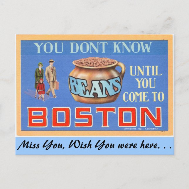 Du vet inte bönor förrän du komar till Boston Vykort (Framsida)
