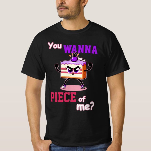 Du vill ha biet av mig. Arg tårta, rolig tecknad T Shirt (Framsida)