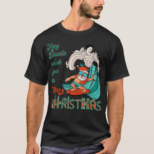 Du vill ha en God jul Santa Surfing T Shirt