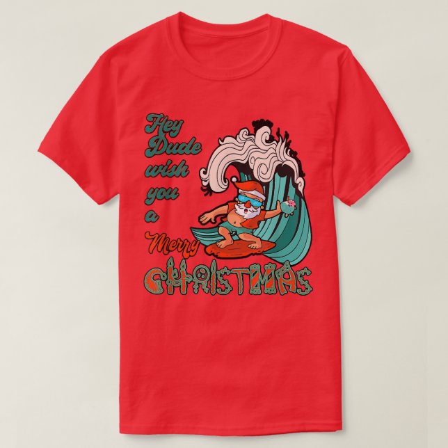 Du vill ha en God jul Santa Surfing T Shirt (Design framsida)