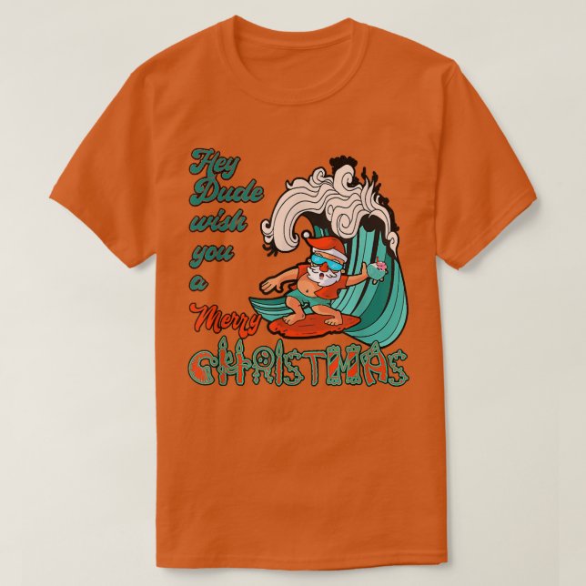 Du vill ha en God jul Santa Surfing T Shirt (Design framsida)