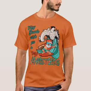 Du vill ha en God jul Santa Surfing T Shirt
