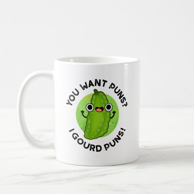 Du vill ha Puns I Gourd Puns Funny Veggie Pun Kaffemugg (Vänster)