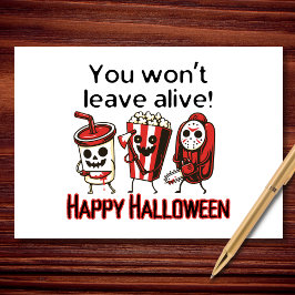 Du vill inte Lämna Alive Funny Halloween Movie Sna Kort