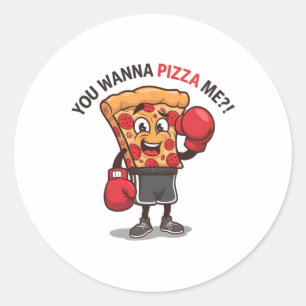 Du vill pizza med mig.. Lusande Gym Workout Boxing Runt Klistermärke