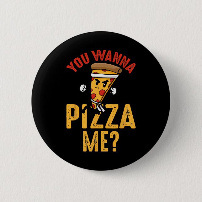 Du Vill Pizza Mig Rolig Ninja Karate Kawaii Pizza Knapp (Framsida)