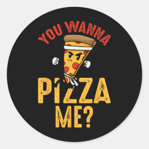 Du Vill Pizza Mig Rolig Ninja Karate Kawaii Pizza Runt Klistermärke