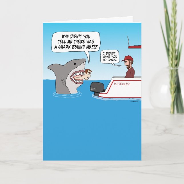 Du ville inte panic over Shark Funny Birthday Kort (Framsida)