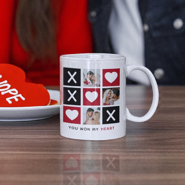 Du vinner mitt hjärta 3-foto kaffemugg (Skapare uppladdad)