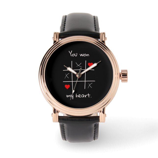 Du vinner mitt hjärta Tic-Tac-Toe Funny Valentine' Armbandsur (Framsida)