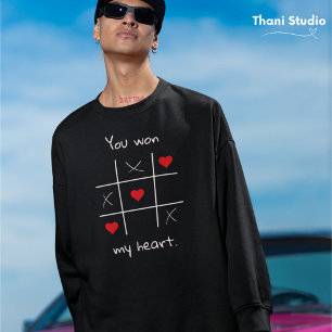 Du vinner mitt hjärta Tic-Tac-Toe Funny Valentine' Lång Ärmad Tröja