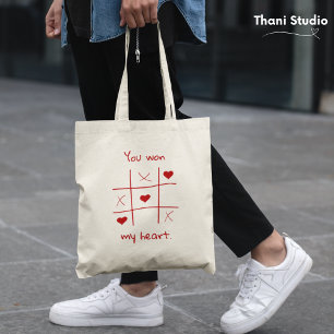 Du vinner mitt hjärta Tic-Tac-Toe Funny Valentine' Tygkasse