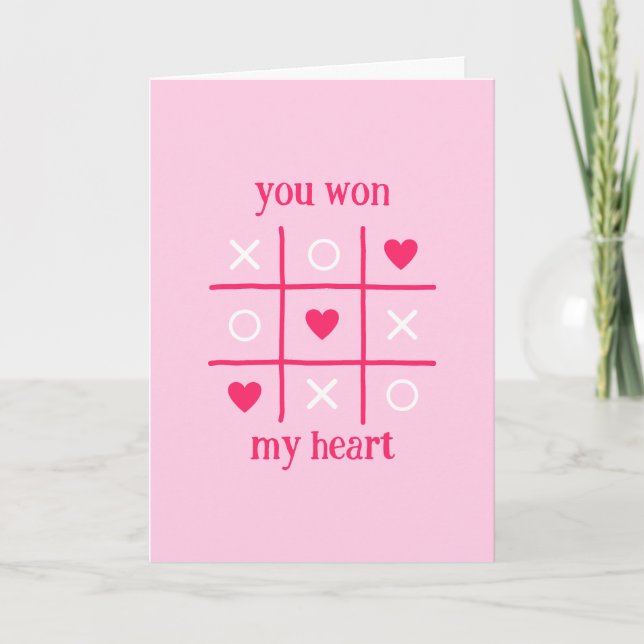 Du vinner mitt hjärta XOXO Tic Tac Toe Valentine D Helgkort (Framsida)