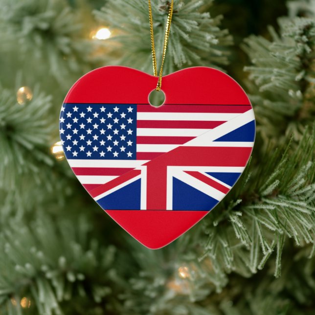 Dual Citizen American & British Flagga Ornament (Träd)