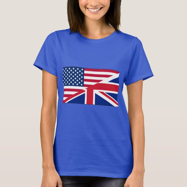 Dual Citizen American & British Flagga T-Shirt (Framsida)