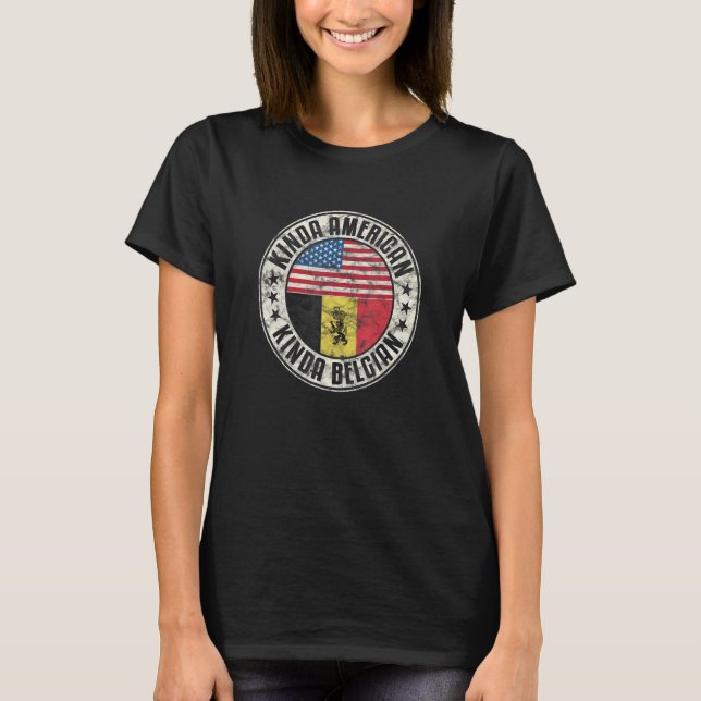 Dual Citizenship American Belgian Belgium Usa Flag T Shirt (Framsida)