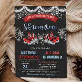 Dual Ice Skating Birthday Invitation for Boys Inbjudningar