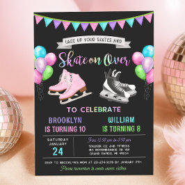 Dual Ice Skating Birthday Invitation Inbjudningar