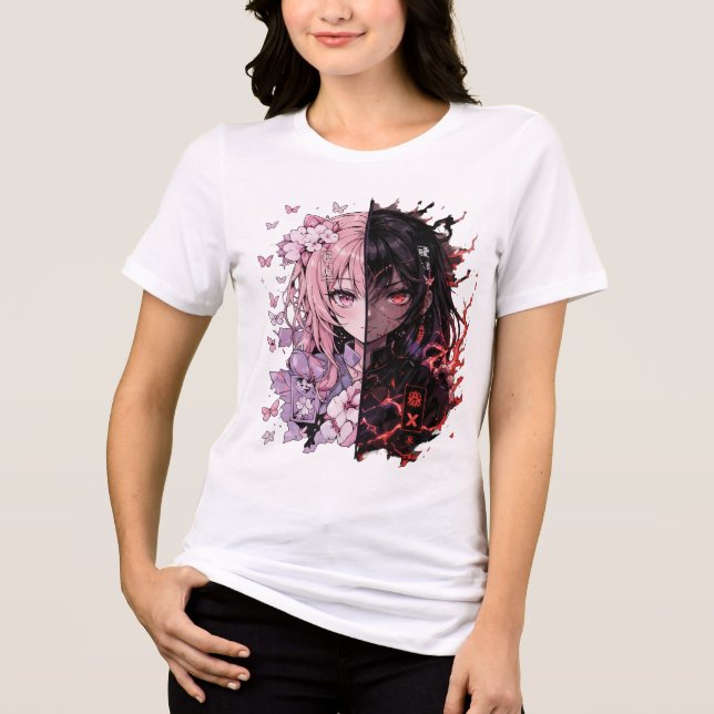 Dual Mood Anime T-Shirt – Söt & Mörk (Framsida)