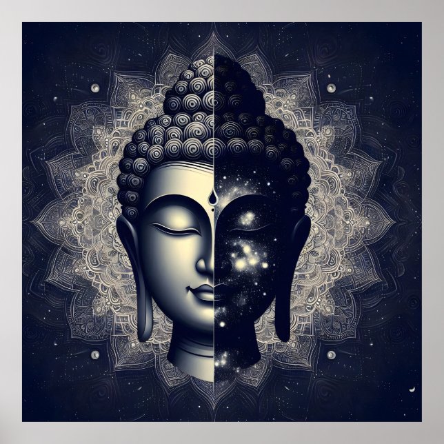Dual Nature Buddha Mandala - Cosmic Zen Enlighten Poster (Framsidan)
