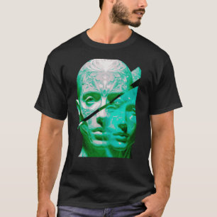 Dual Perception Textured Porträtt Konst-Abstrakt T Shirt