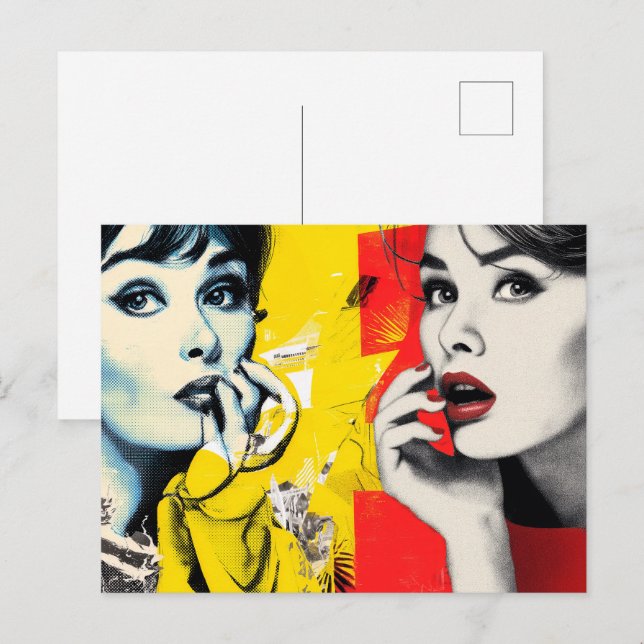 Dual pop art portrait  vykort (Fram/baksida)
