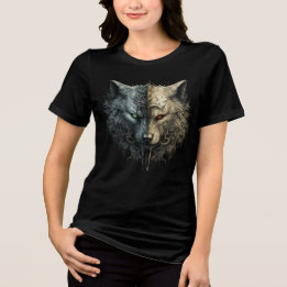 Dual Wolf Spirits – Light & Dark Totem Art T Shirt