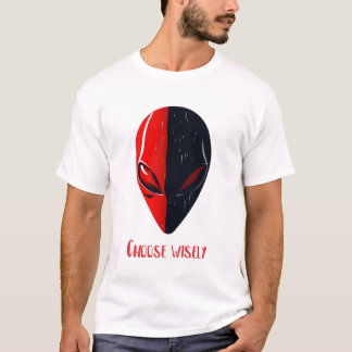 Dualitetsmask – Röd och svart minimalistisk ansikt T Shirt