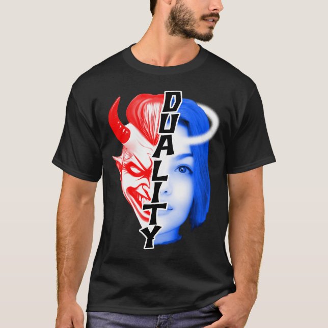 DUALITY TEE. Angel eller Djävulen? T Shirt (Framsida)