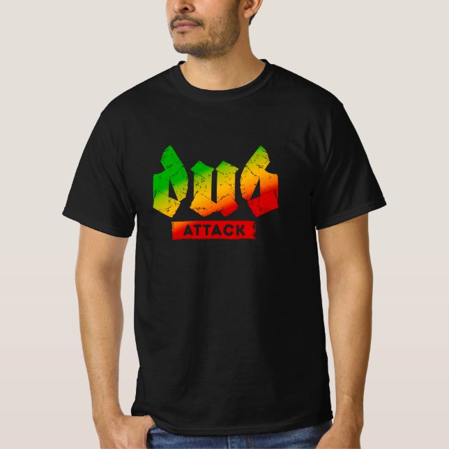 Dub Attack Rasta Färg Reggae T-Shirt (Framsida)