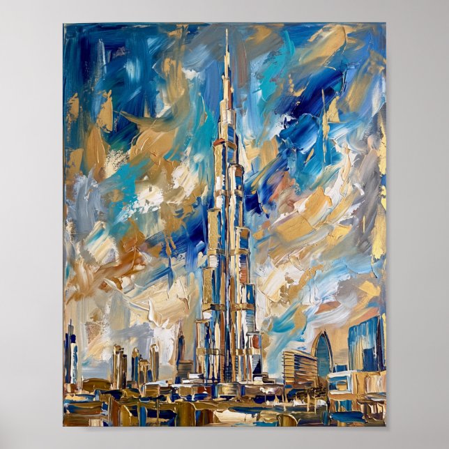 Dubai Affisch Lyx Abstrakt Oljemålning (Framsidan)