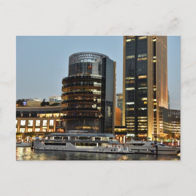 Dubai-arkitektur nattetid vykort (Framsida)