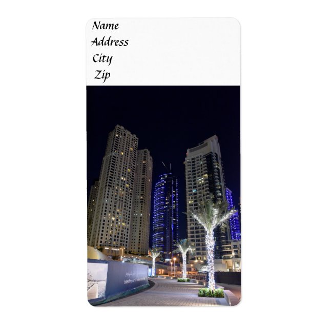Dubai arkitektur på natten fraktsedel (Framsidan)