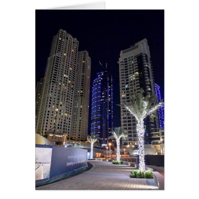 Dubai arkitektur på natten hälsningskort (Framsidan)