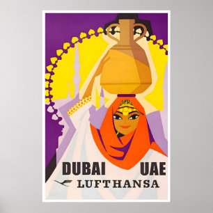 Dubai Art UAE Resemål Förenade Arabemiraten Poster