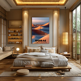 Dubái: Arte de línea con Coordenadas y Foto. Perfect Poster