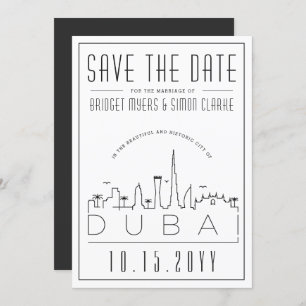 Dubai Bröllop Deco Stil Skyline Spara datum Inbjudningar