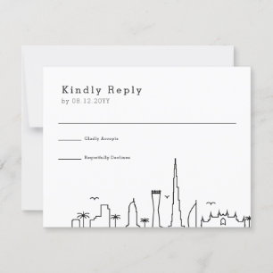 Dubai Bröllop   Stylized City Skyline OSA Kort