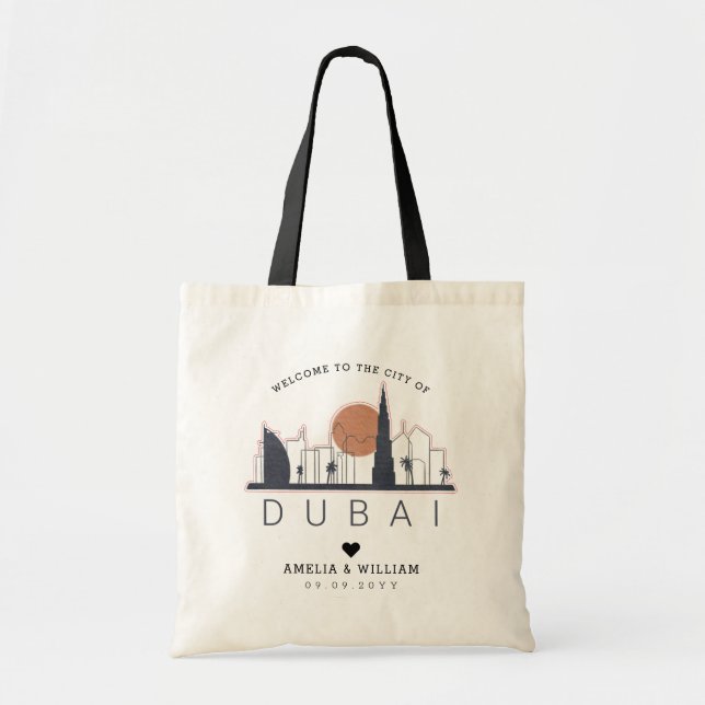 Dubai Bröllop | Stylized Skyline Tygkasse (Framsidan)