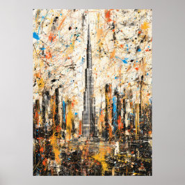 Dubai Burj Khalifa Abstrakt Droppmålning Poster