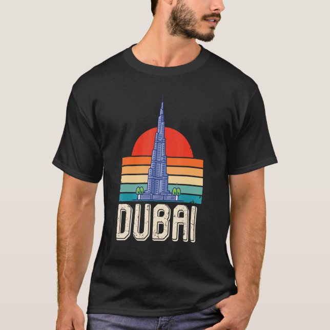 Dubai Burj Khalifa Förenade Arabemiraten Skyline T Shirt (Framsida)