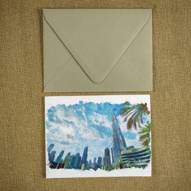 Dubai Burj Khalifa Panorama View Vykort (dubai burj khalifa postcard)