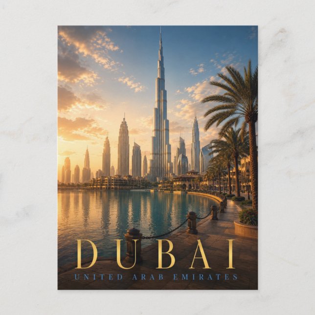 Dubai Burj Khalifa REALMS Vykort (Framsida)