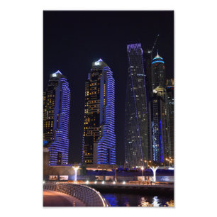 Dubai Cayan Torn på natten Fototryck
