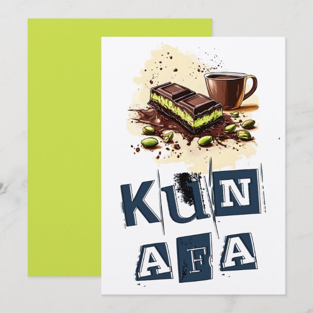 Dubai Chocolate Kunafa ك ن ا ف ة د ب nomineringspe Inbjudningar (Fram/baksida)